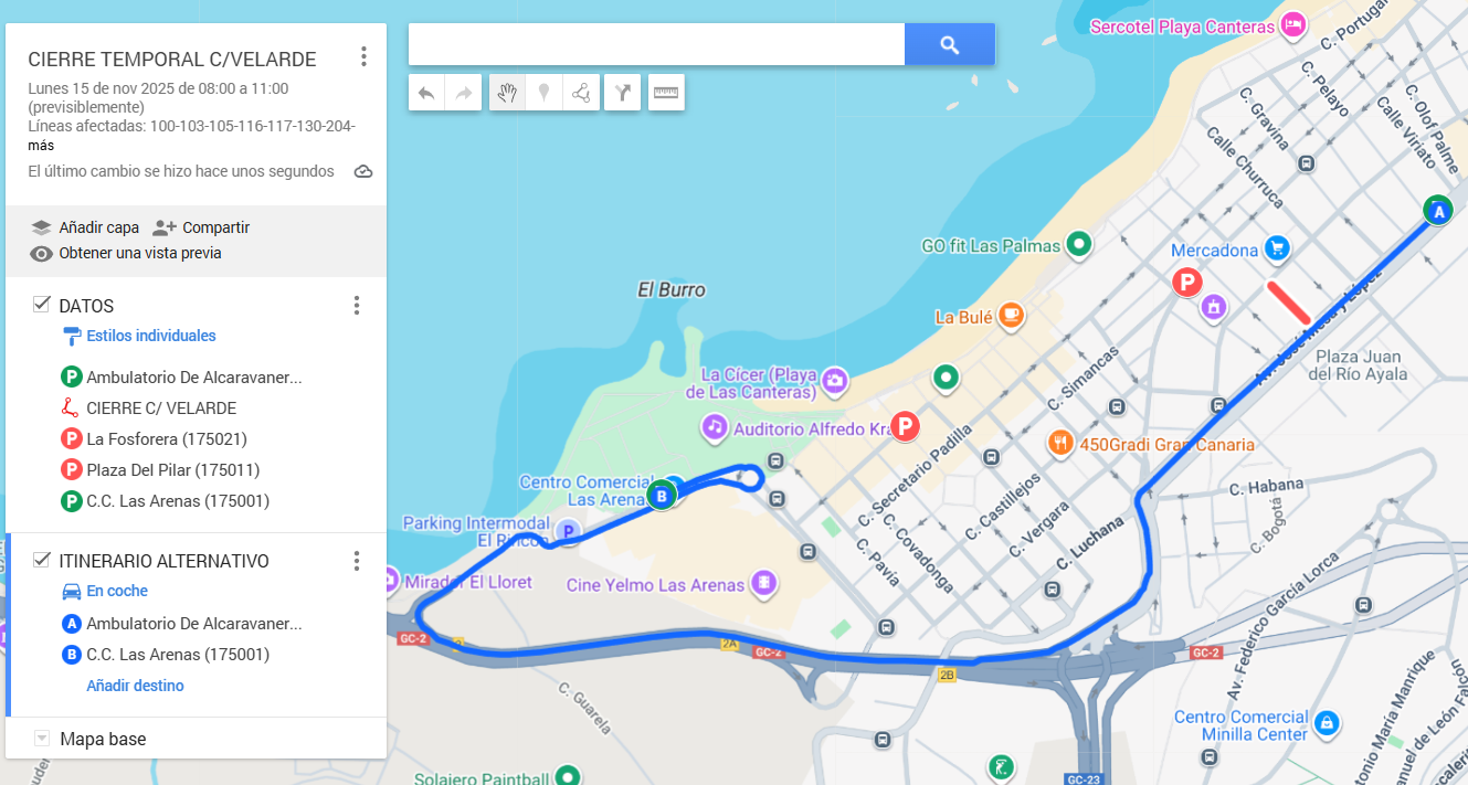 Mapa del cierre y del recorrido
